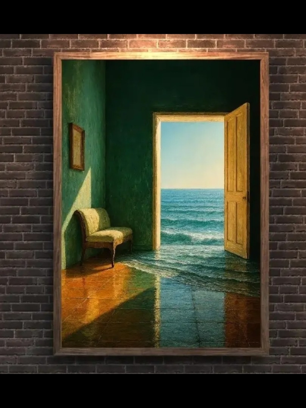 Surreal Coastal Doorway Wall Art - Green & Blue